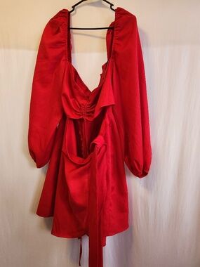 PLUS RED RUCHED CUT OUT DRESS Pretty Little Thing